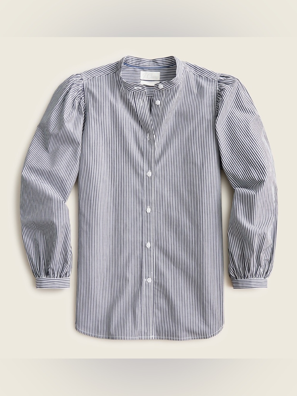 J. Crew Collarless Puff-Sleeve Shirt